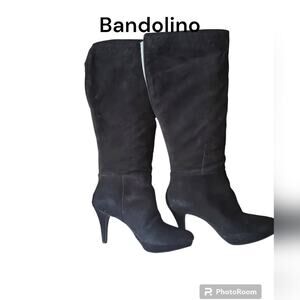 BANDOLINO Tall Suede Leather Boots Wide Calf Full Back Zip
